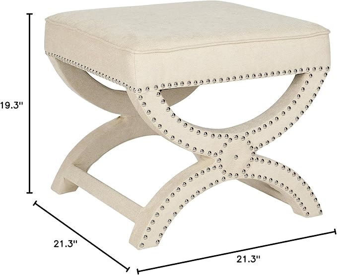 Safavieh MCR4645 Mystic Upholstered Ottoman Color: Cream