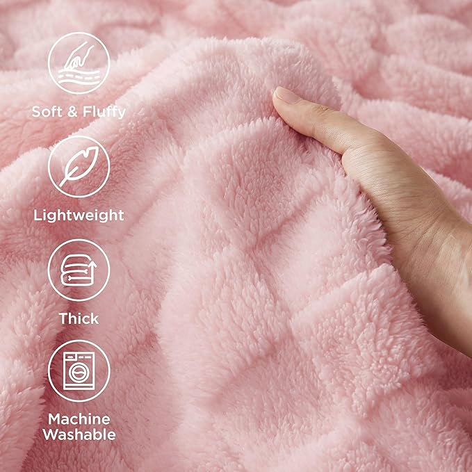 Bedsure GentleSoft Twin Blanket for Bed Blush Pink - Super Soft Cozy Blankets for Women Men Girls, Cute Fuzzy Fleece Throws for Bedroom Couch, 60x80 Inches