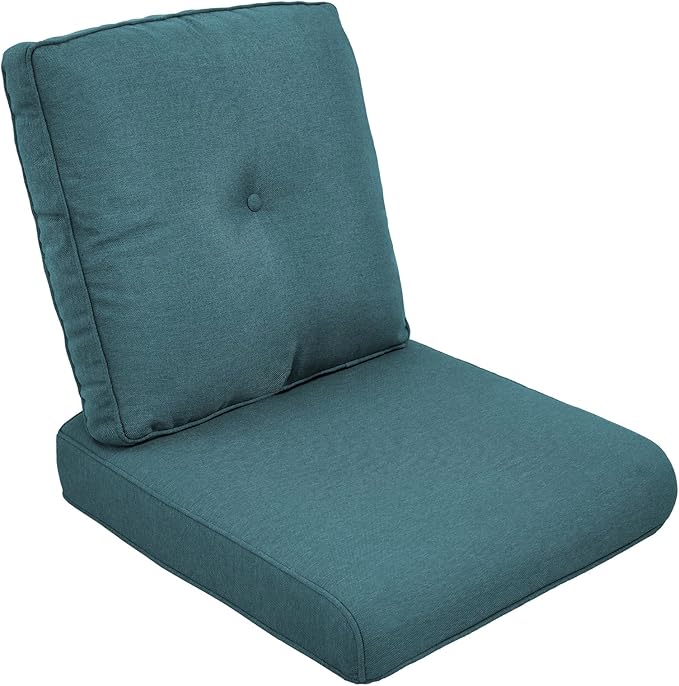 Outdoor Chair Cushion Set, 25 x 22 Deep Seat Cushion, Patio Chair Cushions for Outdoor, Include 1 Seat Cushion and 1 Back Cushion, Peacock Green