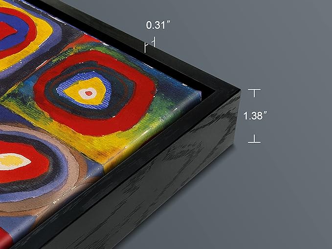 Wieco Art Framed Canvas Wall Art Squares with Concentric Circles of Wassily Kandinsky's Classical Famous Paintings Reproduction for Wall Decor Living Room Home Decorations
