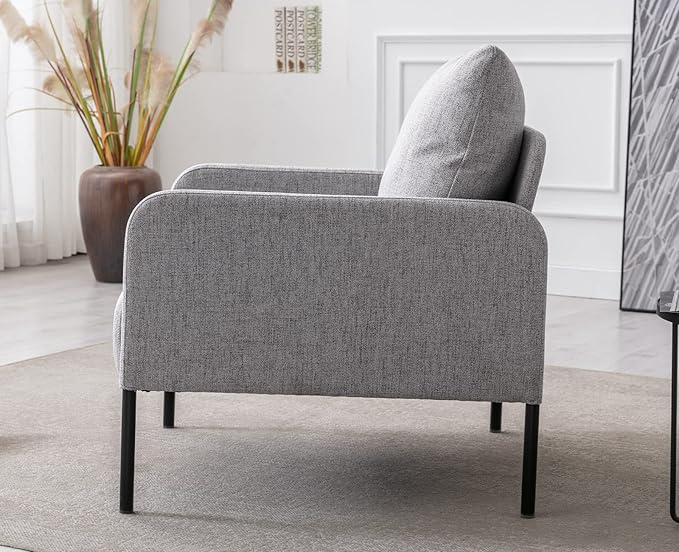 Kmax Fabric Single Sofa Couch Modern Accent Chair for Living Room Small Space, Apartment, Bedroom, Dorm, Office - Grey