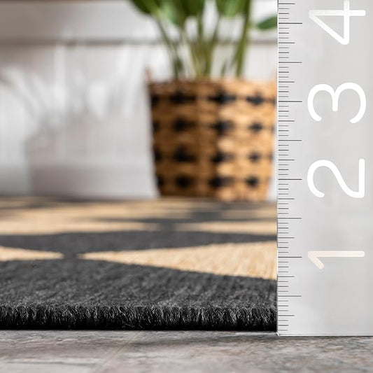 nuLOOM 2' x 3' Outdoor Performance Area Rug, Stain Resistant, Weather Resistant, High Traffic, Patio, Balcony, Outside, Sabina Dark Grey