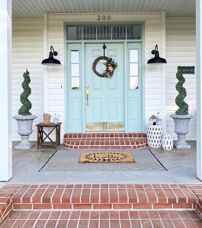 Steel Lighting Co. Gardena Barn Light | Outdoor Wall Mounted | 16" Dome | 23" Gooseneck | Farmhouse Light Made in America | Hunter Green Exterior/Brass Interior