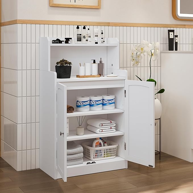 40 Inch Bathroom Storage Cabinet, Freestanding Organizer with 2 Doors, Bath cabinets Floor Standing, Suitable for Dining Room, Kitchen, Living Room, Hallway (Grey)