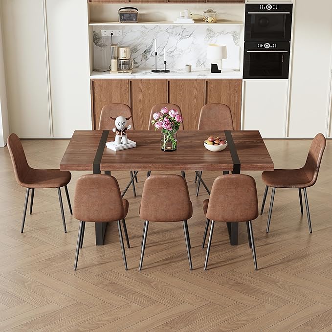 9 Piece Dining Table Set,Dining Room Table Set for 8,71'' Kitchen Table and Modern Chairs Set of 8,8 Chair Dining Table Set for Kitchen Dining Room