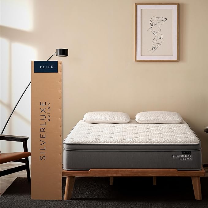 EPITEX Silverluxe Prime King Size Mattress, 12 Inch Gel Memory Foam King Mattress in a Box, Individual Pocket Spring for Low Motion Transfer, Medium Firm Mattress, Gray