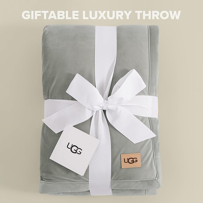 UGG Bliss Throw Blanket Plush Soft Fleece Fluffy Blankets for Bed or Couch Oversized Warm Reversible Machine Washable Medium Weight Home Decor Giftable Throw, 50-inch x 70-inch, Seal Grey