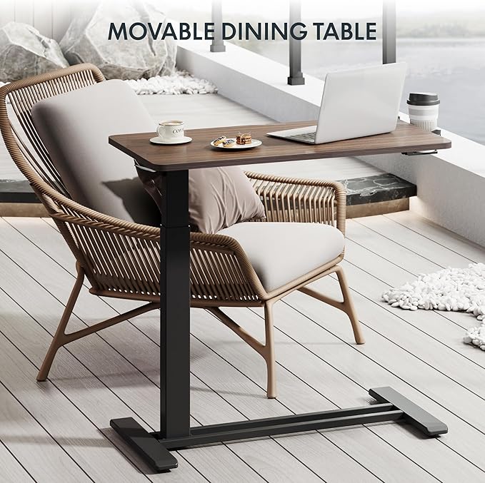 FLEXISPOT Adjustable C Table with Wheels, Mobile Snack Side End Table Sofa Couch Bedside Table Laptop Rolling Cart TV Tray Night Stand for Small Space Side Table(31.5" W x 17.7" D,Rustic Brown)
