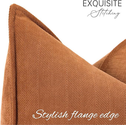 ZWJD Orange Pillow Covers 20x20 Set of 2 Chenille Throw Pillow Covers with Elegant Design Soft and Luxurious Decorative Throw Pillows for Couch, Bed, and Home Decor