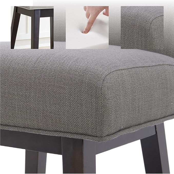 CHITA 26 Inch Counter Height Swivel Bar Stools Set of 4, FSC Certified Modern Fabric Swivel Barstool Chair with Back, Flint Grey