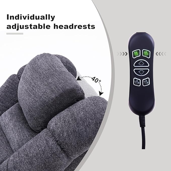 Triple Motor Power Lift Recliner Chair with Massage and Dual Heat for Elderly People, Zero Gravity Lay Flat Recliner Infinite Position, USB Ports(Grey)