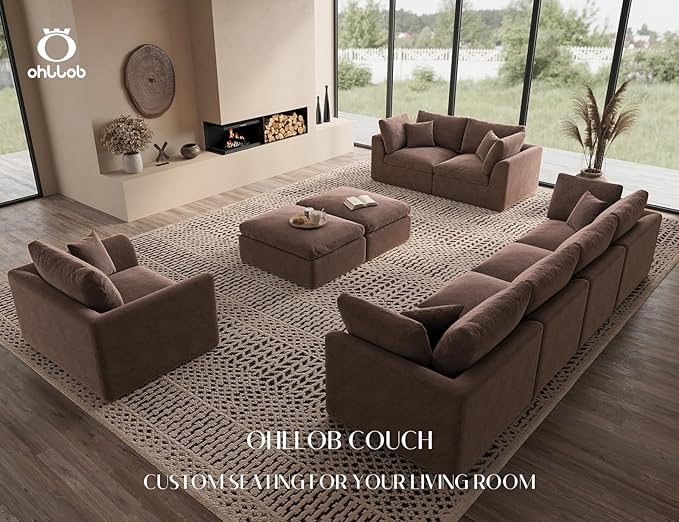 48.6" Single Sofa, Small Boneless Couches for Living Room, Cloud Couch for Bedroom, Office, Brown