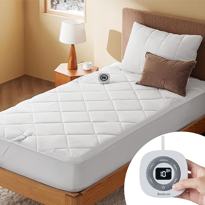 Bedsure Heated Mattress Pad Full - Bed Warmer with Memory & Preheat Functions, 12-Hour Auto Off & 10 Heat Settings, Single Controller, Fast Heating, Brushed Electric Mattress Pad Full, 54"x75"