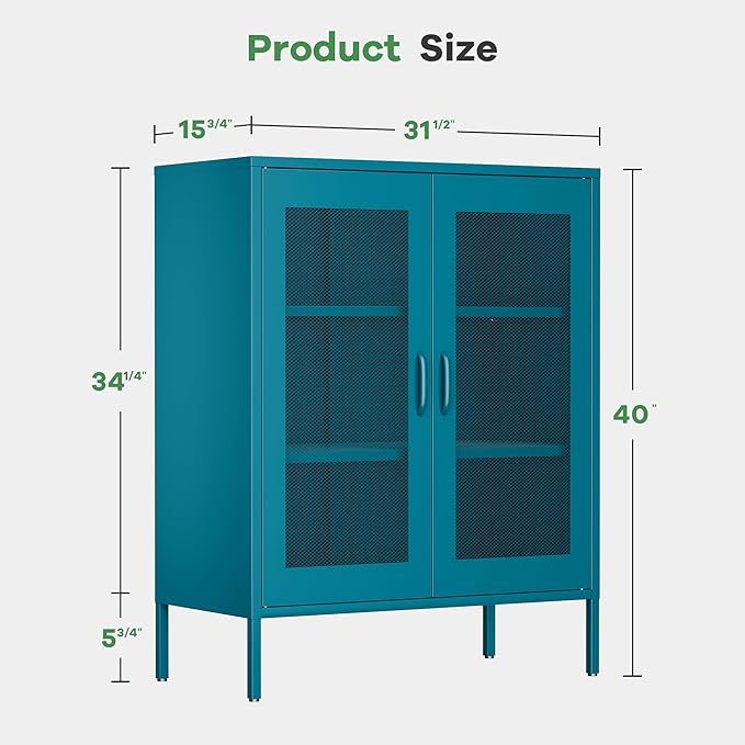 40"H Blue Bathroom Storage Cabinet,Navy Blue Storage Cabinets,Metal Bathroom Floor Cabinet with 2 Adjustable Shelves&2 Doors,Small Blue Locker Cabinets with Adjustable Shelves & Doors for Hallway,