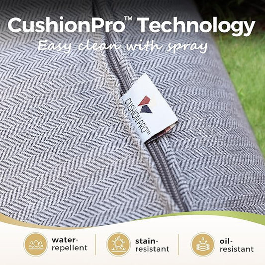 Patio Furniture Set 5 pcs, Outdoor Patio Furniture, 3-Seat Sofa, 2 Swivel Chairs, 2 Ottomans and 5.75" Extra Thick Cushion, Patio Conversation Set for Garden Backyard Deck,Grey