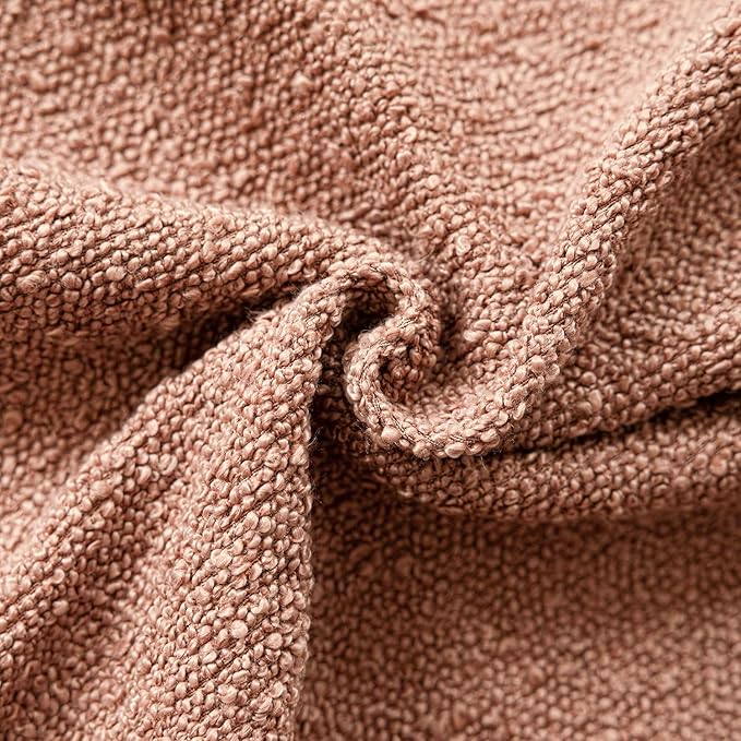 Foindtower Pack of 2 Textured Boucle Throw Pillow Covers Accent Solid Pillow Cases Cozy Soft Decorative Couch Cushion Case for Chair Sofa Bedroom Living Room Home Decor 18x18 Inch Dusty Orange Hazel