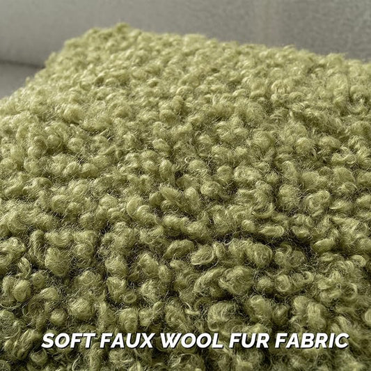 FUTEI Olive Green Decorative Throw Pillow Covers 24x24 Inch Set of 2,Soft Fluffy Faux Wool Fur Boucle Textured European Cushion Case,Modern Home Decor for Couch Bed Living Room Office