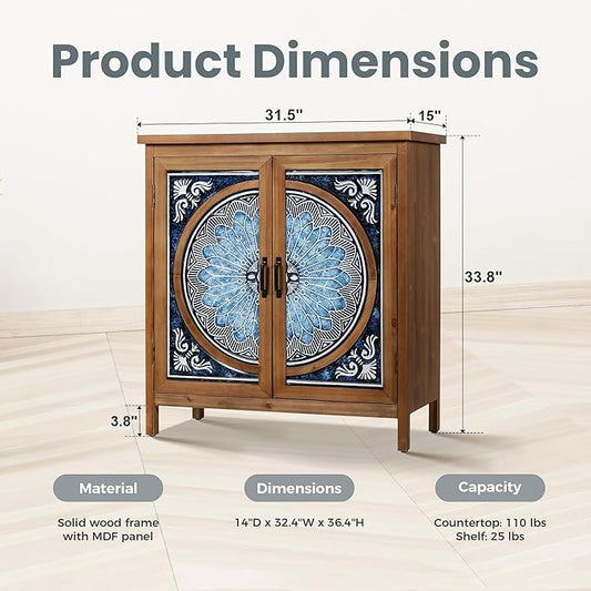 PHI VILLA Accent Cabinet with Doors, Small Storage Cabinet Sideboard Buffet Credenza for Living Room, Entryway