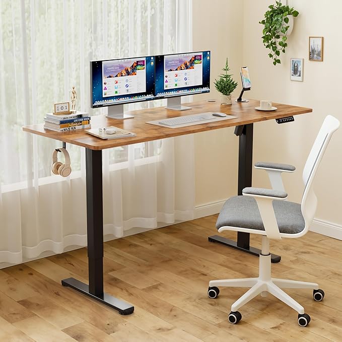 Homall Height Adjustable Electric Standing Desk, Memory Stand up Desk with Headphone Hook, Home Office Desks with Splice Board