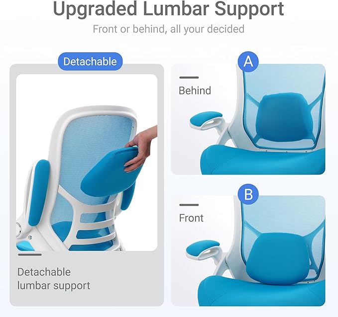 HYLONE 400lbs Heavy Duty Office Chair, 5" Thickened Seat Ergonomic Desk Chair with Adjustable Armrests, Home Office Computer Chairs for Long Hours Mesh Executive Chair(Blue)