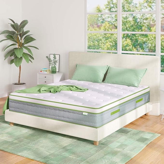 Novilla Queen Size Mattress, 10 Inch Hybrid with Gel Memory Foam & Individually Wrapped Pocket Coils Innerspring, Queen Spring Mattresses for a Cozy & Peaceful Sleep
