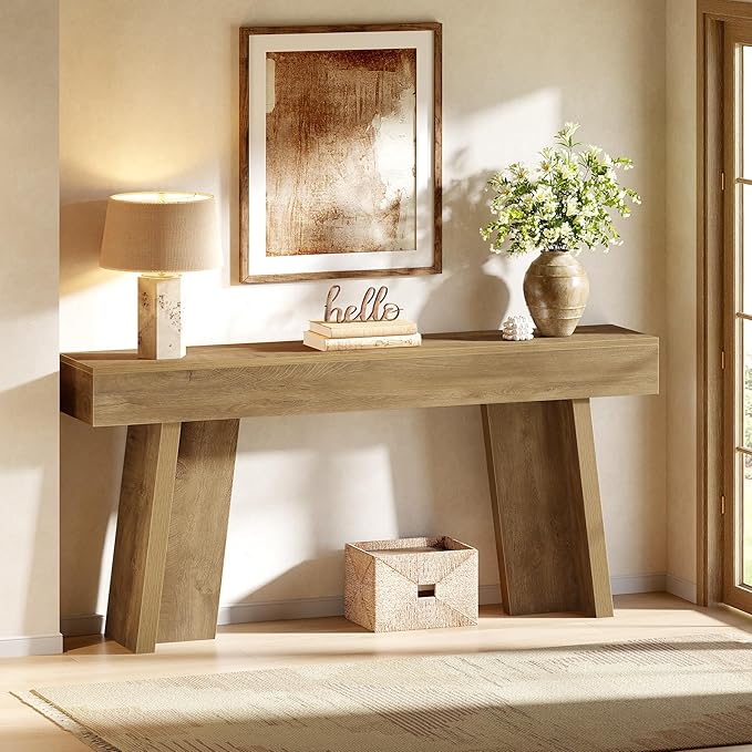 Tribesigns 70.9-Inch Long Console Table, Farmhouse Narrow Entryway Table Behind The Couch for Living Room, Hallway, Entrance, Foyer (Natural)