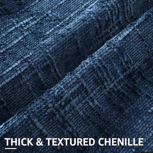 decorUhome Navy Blue Chenille Throw Pillow Covers 22x22 Set of 2 Thick Textured Slubby Couch Pillow Covers Farmhouse Accent Modern Neutral Decorative Pillow Cases for Bed Sofa Living Room