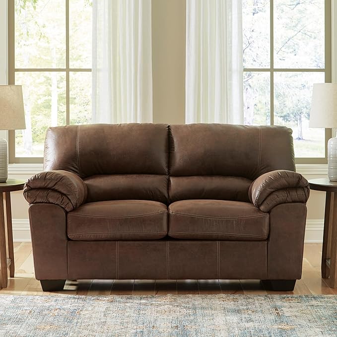 Signature Design by Ashley Bladen Faux Leather Loveseat, Brown