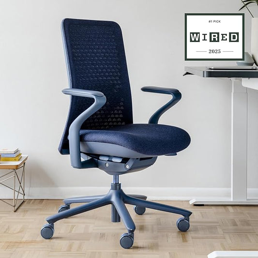 Branch Verve Chair - High Performance Executive Office Chair with Contoured Seat Back and Adjustable Lumbar Rest - High Density Foam Cushion with Aluminum Base - Up to 275 lbs - Cobalt