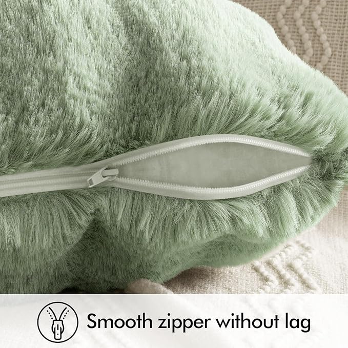 MIULEE Faux Fur Pillow Covers Thick Soft Plush Lumbar Throw Pillows Luxury Home Decor for Couch Bed Bedroom Living Room Sofa,12x20 Inch Pack of 2 Sage Green