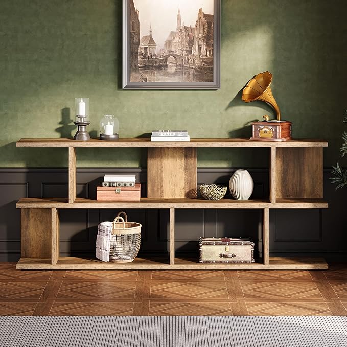 Tribesigns 71 Inches Extra Long Sofa Table Behind Couch, 3-Tier Farmhouse Console Table, Long Foyer Table with Storage for Hallway, Entryway & Living Room