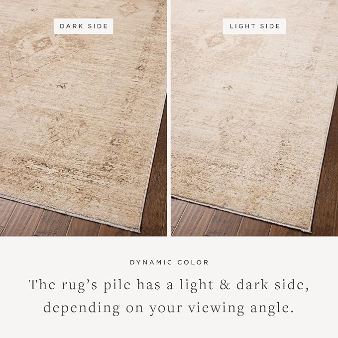 Loloi Chris Loves Julia Palma Collection PLM-06 Natural/Smoke 2'-7" x 10'-0" Fringe Runner Rug Vintage Style Boho Living Room Bedroom Carpet