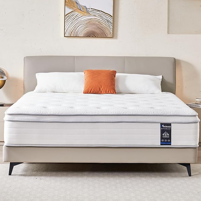 King Mattress, 12 Inch Hybrid Mattress in a Box, Memory Foam and Individual Pocket Springs, Fiberglass Free, Soft and Breathable, Medium Firm Feel