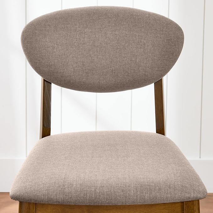 Best Choice Products Bar Stool Set of 2, Mid-Century Modern Upholstered Wood, Armless Counter Height w/Seat Cushion, Backrest - Walnut/Gray
