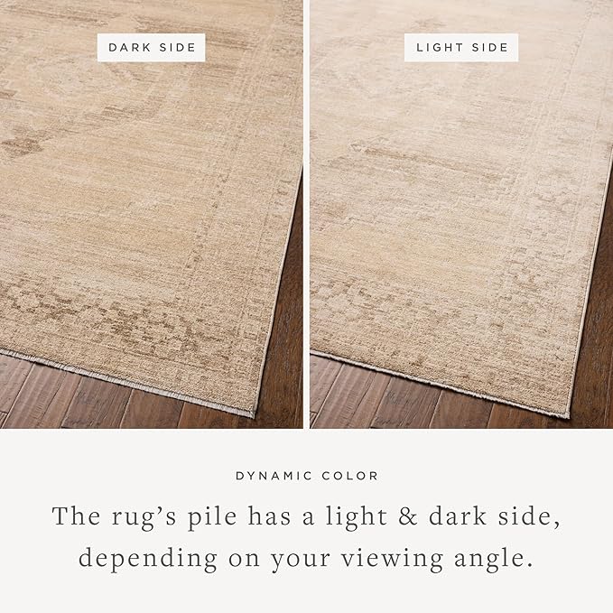 Loloi Chris Loves Julia Palma Collection PLM-07 Wheat/Taupe 2'-7" x 7'-6" Fringe Runner Rug Vintage Style Boho Living Room Bedroom Carpet