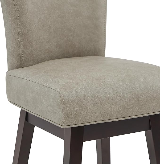 CHITA 30 Inch Counter Height Swivel Bar Stools Set of 2, FSC Certified Modern Upholstered Faux Leather Swivel Barstool Chairs with Back, Stone Grey