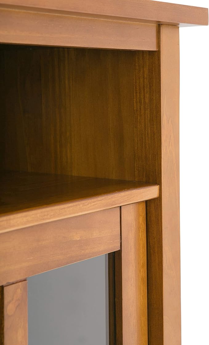 SIMPLIHOME Warm Shaker SOLID WOOD 39 inch Wide Transitional Medium Storage Media Cabinet in Light Golden Brown for the Living Room, Entryway and Family Room