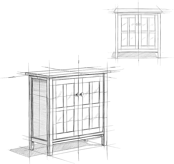 SIMPLIHOME Warm Shaker SOLID WOOD 32 inch Wide Transitional Low Storage Cabinet in Tobacco Brown for the Living Room, Entryway and Family Room