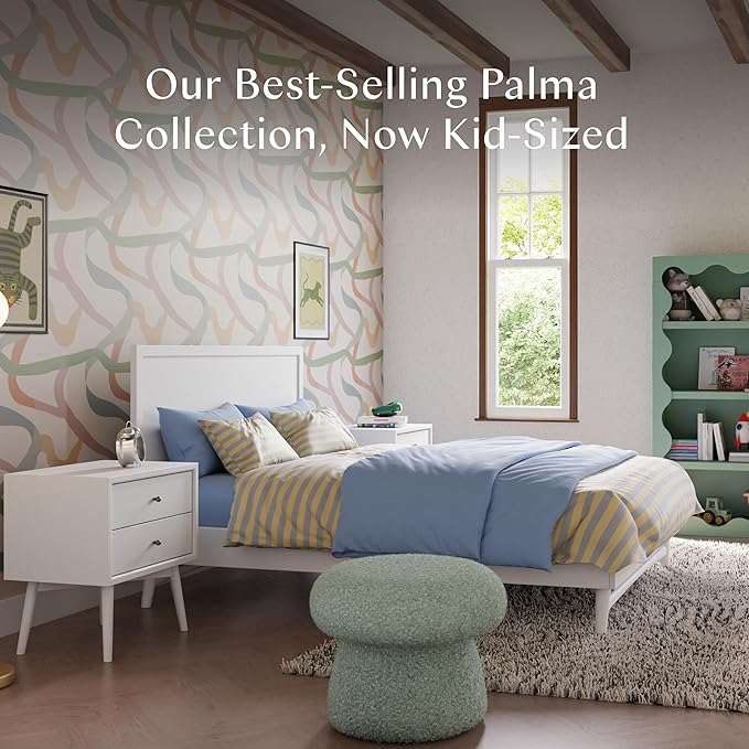 Babyletto Palma Full Size Bed for Kids - GREENGUARD Gold Certified - Sturdy Wood Full Size Bed Frame with Headboard - Modern Design & Low Height for Safety - Perfect for Kids Bedrooms, Guest Rooms