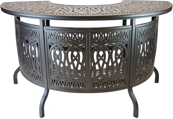 PatioLand Mandalay Patio Cast Aluminum 5pc Party Bar with Half Moon Bar Table - Antique Bronze