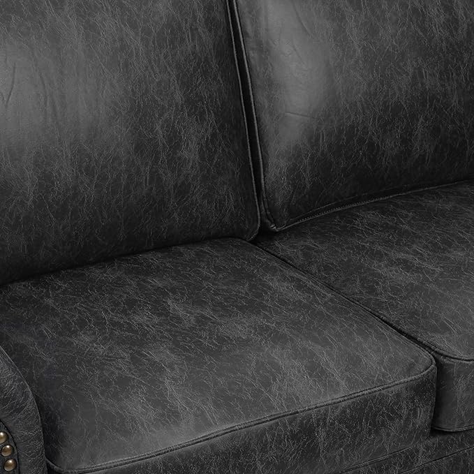 Living Room Furniture Sets,Mid-Century Vintage Sofa Couches with Rivet Design (Grey, Single+Loveseat)