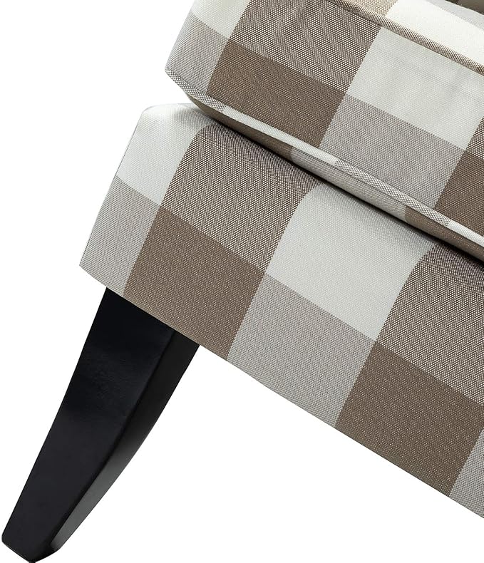 HULALA HOME Modern Accent Chair with Arms and Wooden Legs, Mid Century Accent Chair Armchair High Back Rest, Padded Armrest and Comfortable Cushioned Seat for Living Room (Buffalo Beige)