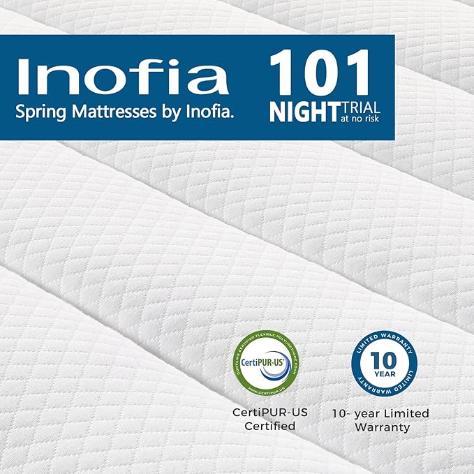 Inofia Twin Mattress, 12 Inch Hybrid Innerspring Single Mattress Cool Bed, Breathable Soft Knitted Fabric Cover, Medium Firmness