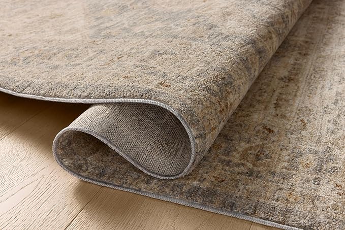 Loloi Magnolia Home by Joanna Gaines Junie Collection JUE-05 Denim/Natural 7'-10" x 7'-10", .38" Pile Height, Round Area Rug