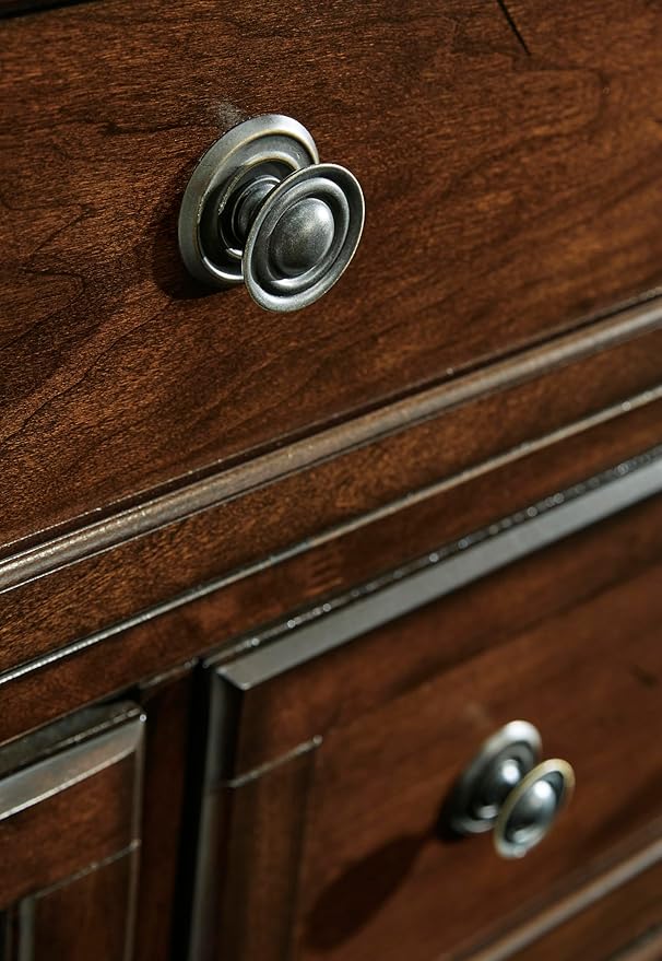 Signature Design by Ashley Porter Traditional 5 Drawer Chest of Drawers, Dark Brown