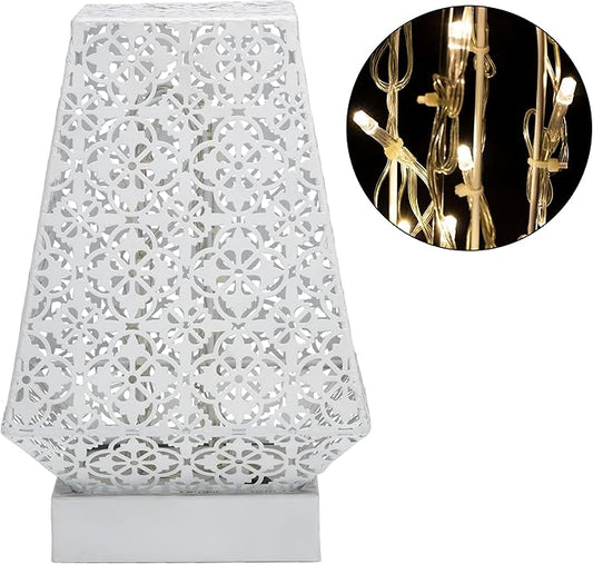 Alpine Corporation LGB104M-WT 10" Tall Tabletop Lamp with Chain Style Filament LED Lights