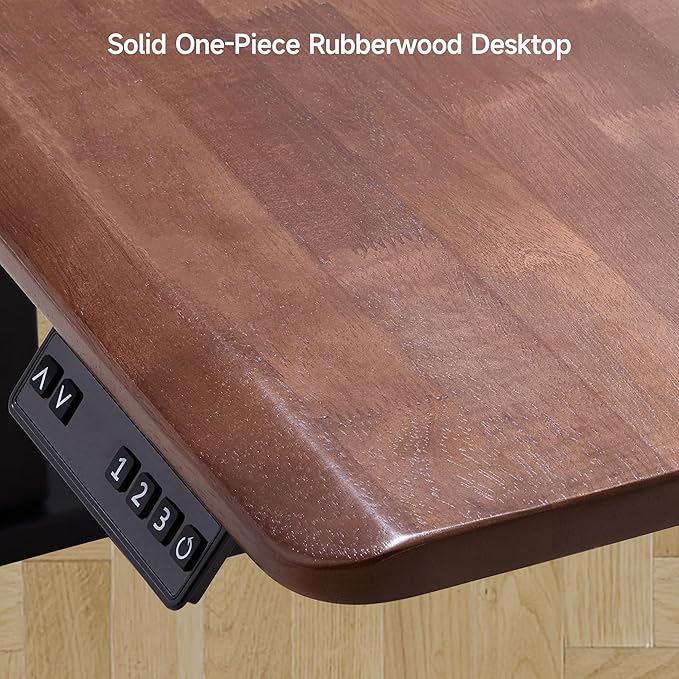 Onbrill Standing Desk, 47x23.6 Inches Whole-Piece Board Rectangle Stand Up Desk with Solid Wood Desktop and Memory Controller, Adjustable Height from 28-46 Inches for Home & Office, Black Walnut