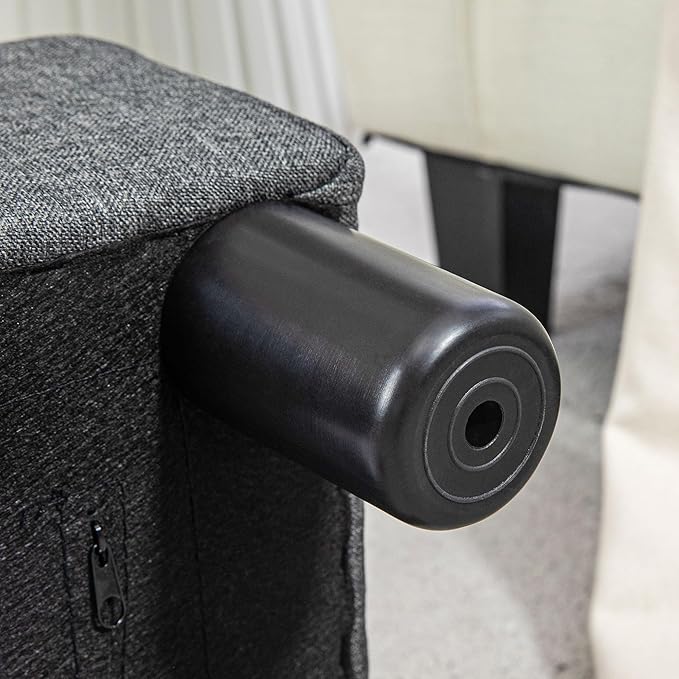 HOMCOM Ottoman Foot Rest, Small Foot Stool with Linen Fabric Upholstery and Plastic Legs, Cube Ottoman for Living Room, Charcoal Gray