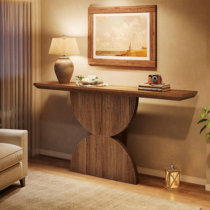 Tribesigns 63-Inch Console Table for Entryway, Narrow Entryway Table with Unique Sturdy Base, Farmhouse Furniture Behind The Couch for Living Room, Hallway, Entrance, Foyer (Natural)