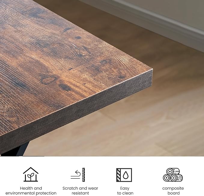 70.9Inch Office Desk, Executive Office Desk,Modern Industrial Style, Z-Shaped Table Legs, Country Black Wood Grain Top, for Home Office, Study, Conference (Iron Wood)